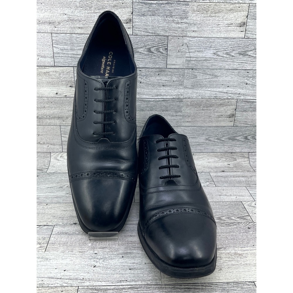 Cole Haan Grand.OS Signature Men Black Leather Cap‎ Toe Brogue Oxford Shoes 12M